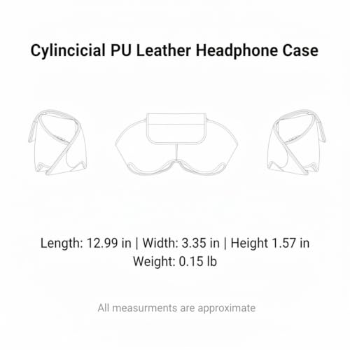Over-Ear Headphones Rigid Cylindrical Case, Durable PU Leather Travel Organizer for Storage
