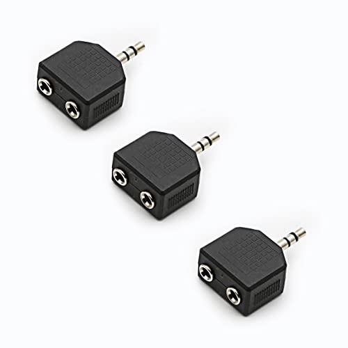 3.5mm Headphone Y Splitter, Gold Plated 3.5mm 1/8 inch Male to Dual Female Stereo Jack Adapter Converter,3-Pack