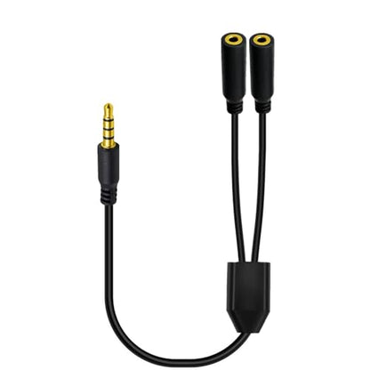 1.6ft 1/8” 3.5mm TRRS Stereo Extension Audio Cable, 1 Male to 2 Female Splitter Aux Cord, 4 Pole Jack Headphone MIC Extender for Smart Phones, MP3, Laptops, Don’t Support MIC of IOS Headphone - style: 1 to 2