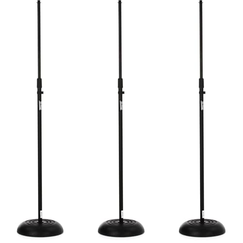On-Stage MS7201B Round Base Microphone Stand (3-pack)