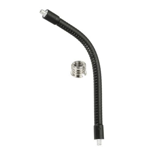 PATIKIL 8" Gooseneck, 1/4"-20 Male to Male Thread Metal Universal Hose Flexible Arm Gooseneck Tube Extension Holder with Reducing Screws for Action Camera, Phone, Microphone, Black - size: 20cm