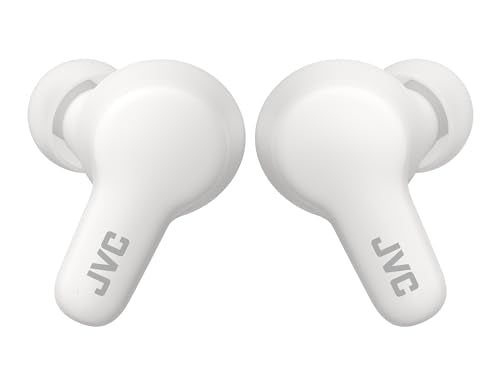 JVC Gumy HAA7T2W True Wireless Earbuds, White | Bluetooth 5.3, 24-Hour Playback, IPX4 Water Resistant, XS/S/M/L Earpieces, Built-in Mic - color: White