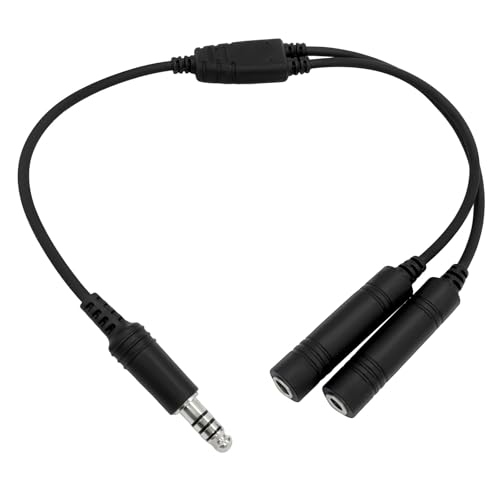 Dual GA Plugs (3/16" Mic Plug (PJ-068) and 1/4" (PJ-055) Speaker Plug) General Aviation Headset to U174/U Helicopter Military Headphone Adapter for Pilot Aircraft Connector Cable Converter - color: Military Wiring