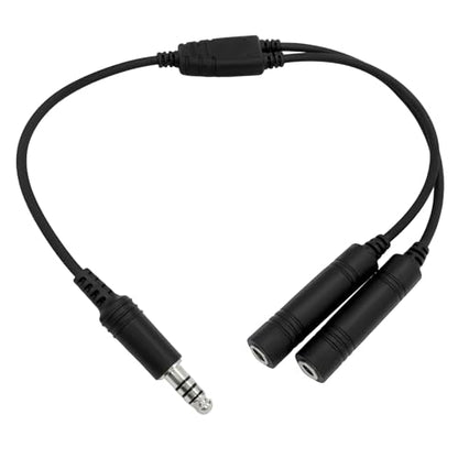 Dual GA Plugs (3/16" Mic Plug (PJ-068) and 1/4" (PJ-055) Speaker Plug) General Aviation Headset to U174/U Helicopter Military Headphone Adapter for Pilot Aircraft Connector Cable Converter - color: Military Wiring
