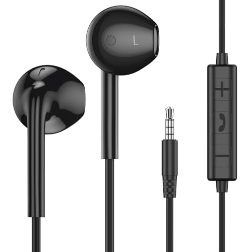 Wired Earbuds with Microphone,Wired Earphones in Ear Headphones HiFi Stereo | 3.5mm Jack in Ear Headphones with Microphone iPhone/Samsung/Android/MP3/MP4/Computer/Laptop,for school,office,gaming,travel - color: Black, size: 1 pack