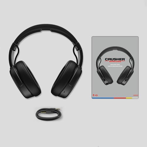 Skullcandy Crusher Wireless Multi-Sensory Bass Bluetooth Headphones - Black | Patented Crusher Bass Technology, Noise Isolating Over-Ear Fit, 50 Hours Battery, Microphone for iPhone Android
