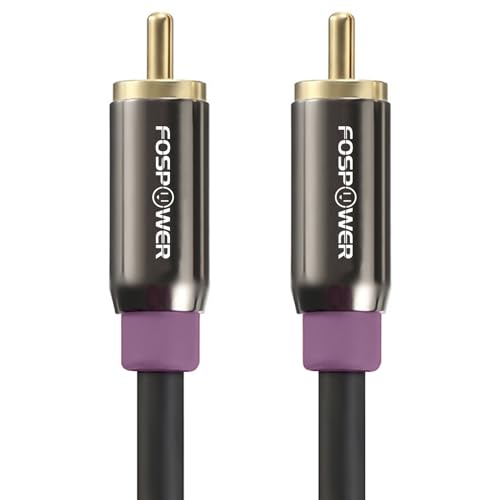 FosPower Subwoofer Cable (6 FT) RCA to RCA Audio Stereo Cable, Male to Male - Dual Shielded Cord | 24K Gold Plated Connector | Corrosion Resistant | Clean Sounding Signal - size: 6 Feet