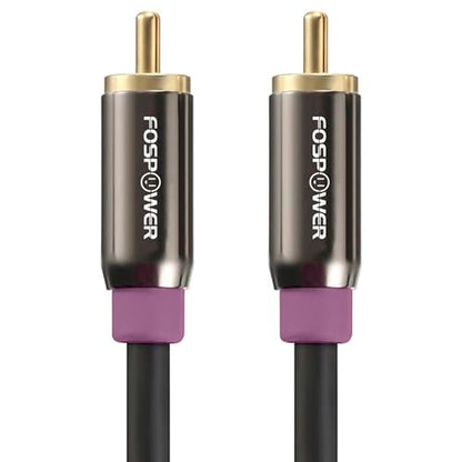 FosPower Subwoofer Cable (6 FT) RCA to RCA Audio Stereo Cable, Male to Male - Dual Shielded Cord | 24K Gold Plated Connector | Corrosion Resistant | Clean Sounding Signal - size: 6 Feet