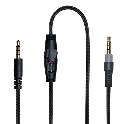 QJYTH Replacement Cord Compatible with Hyperx Cloud Alpha Headset | Inline Mute & Volume Control (No Inline Mic, Black)