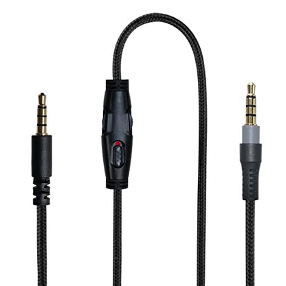 QJYTH Replacement Cord Compatible with Hyperx Cloud Alpha Headset | Inline Mute & Volume Control (No Inline Mic, Black)