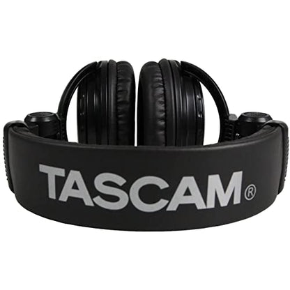 TASCAM TH-02 Professional Studio Monitor Headphones, Wired, Over Ear — for Recording, Podcast, DJ, Music and Guitar, with 1/4 Inch Jack Adapter