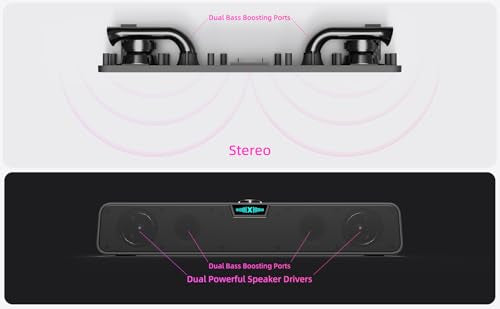 Computer Speakers for Desktop PC, USB Soundbar for Laptop with Loud Sound