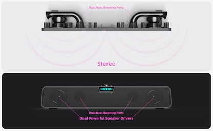 Computer Speakers for Desktop PC, USB Soundbar for Laptop with Loud Sound