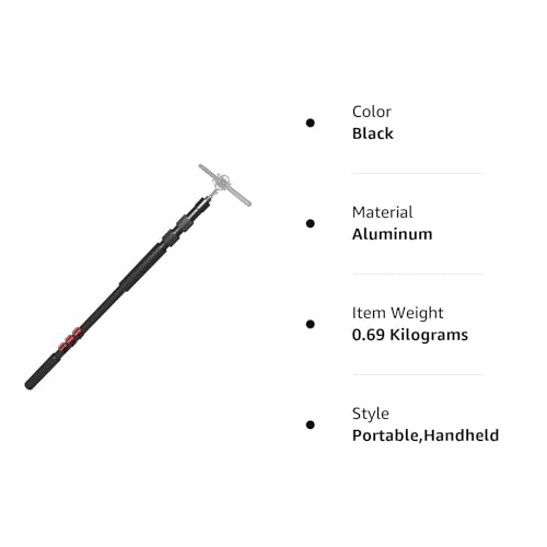 Handheld Boom Pole for Shotgun Mic, 3-Section Extendable Microphone Arm | Filming with 3/8" and 5/8" Threads, 3ft to 8.3ft Adjustable Length, Portable