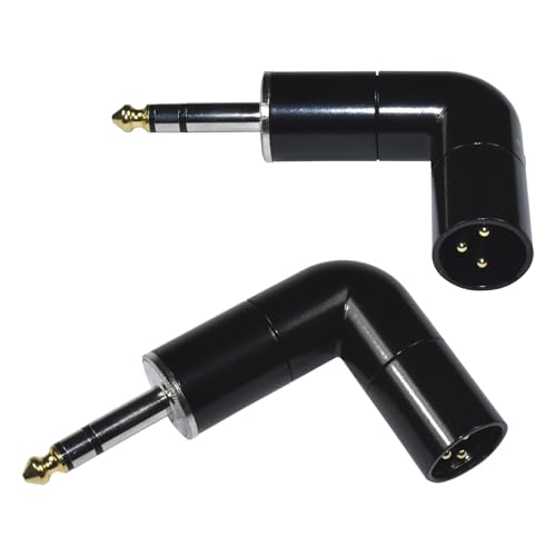 HQRP 2-Pack 3-Pin XLR Male to 1/4" / 6.35 mm Male TRS Angle Adapter with 4 Adjustable Angle Positions Right Left and 90 Degree Compatible with Mixers, Microphones, amplifiers, EQ, Rack Gear, etc - style: XLR Male to 1/4" TRS