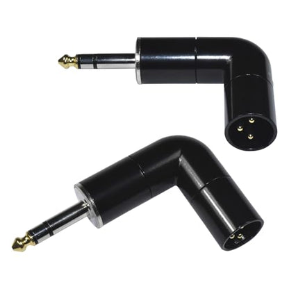HQRP 2-Pack 3-Pin XLR Male to 1/4" / 6.35 mm Male TRS Angle Adapter with 4 Adjustable Angle Positions Right Left and 90 Degree Compatible with Mixers, Microphones, amplifiers, EQ, Rack Gear, etc - style: XLR Male to 1/4" TRS