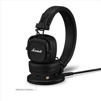 Marshall Major V Wireless On-Ear Bluetooth Headphones - 100+ Hr Playtime | Detachable Audio Cable | Microphone for Calls | Lightweight, Foldable Design for Travel - Black - color: Black