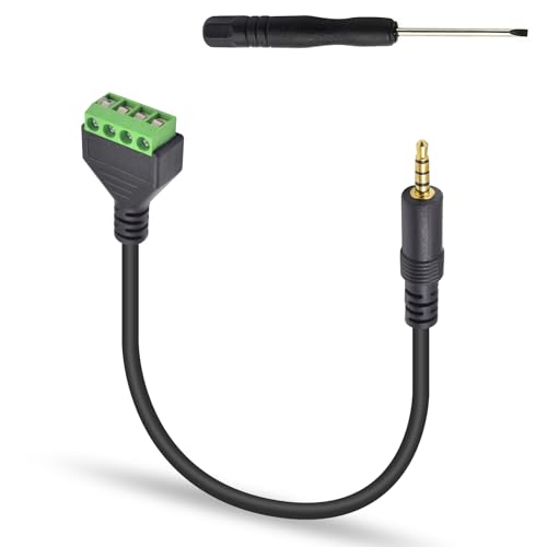 Poyiccot 3.5mm Speaker Wire Adapter, 3.5mm (1/8") 4 Pole Stereo TRRS Male Jack to AV 4 Screw Terminal Block Balun Connectors Cable 30cm (1/8inch/ 4pin) - color: 3.5mm to 4 pin screw terminal