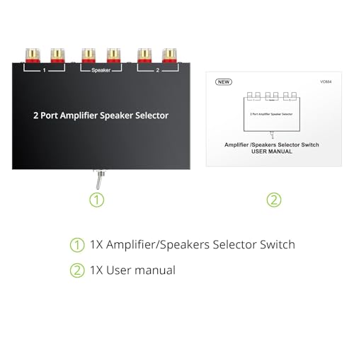 LiNKFOR 2-Way Speaker Switcher, Bidirectional 2 in 1 Out / 1 in 2 Out