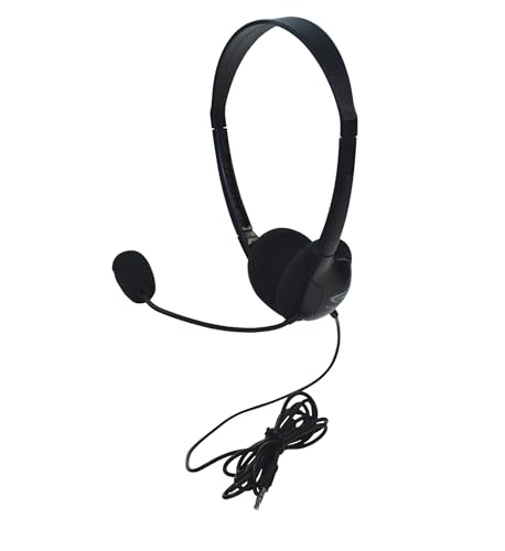 Califone 3065AVT Lightweight Personal Multimedia Stereo Headset with To Go Plug, Black, Fully Adjustable Headband Fits All Students, Recessed Wiring Resists Prying Fingers