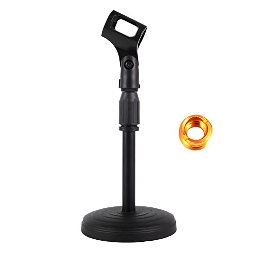 Desktop Microphone Stand,Heavy Duty Table Desk Microphone Stand with Non-Slip Metal Base, 3/8" and 5/8" Adapter Adjustable Height for Blue Yeti Snowball Spark & Other Microphone