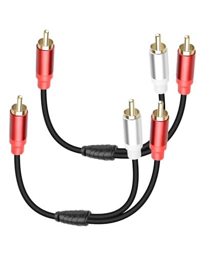 GELRHONR 2Pack RCA Splitter, 1 Male to 2 Male RCA Y Splitter Y Adapter Cable for Subwoofers, Home theaters, Speakers, HDTVs and More 30cm (1Male to 2 Male Black) - color: 1Male to 2 Male Black