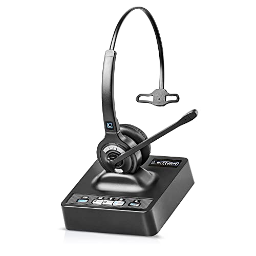 Leitner LH370 3-in-1 Wireless Office Headset with Mic – Computer, Telephone, and Cell Phone Headset – 5 Year Warranty – Single-Ear | Single-ear, over-the-head, DECT-not Bluetooth, office phones, computer, cell, Cisco, Yealink, Polycom, Avaya, 5-year warra