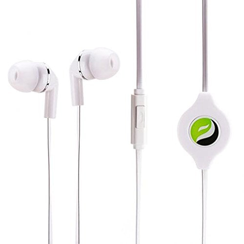 Premium Sound Retractable Headset Hands-Free Earphones Mic Dual Earbuds Headphones in-Ear Wired [3.5mm] White for MetroPCS Samsung Galaxy Grand Prime - MetroPCS Samsung Galaxy J7
