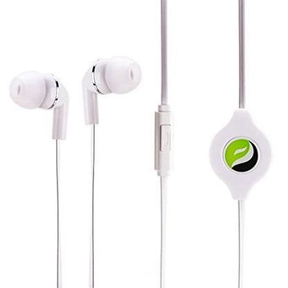 Premium Sound Retractable Headset Hands-Free Earphones Mic Dual Earbuds Headphones in-Ear Wired [3.5mm] White for MetroPCS Samsung Galaxy Grand Prime - MetroPCS Samsung Galaxy J7