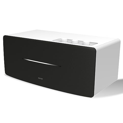 Edifier D12 Integrated Desktop Computer Speakers with Bluetooth 5.0, Wireless Stereo Tabletop Speaker 70 Watts RMS with Subwoofer Line Out, RCA, Aux Input for PC Monitor Laptop (White) - color: white
