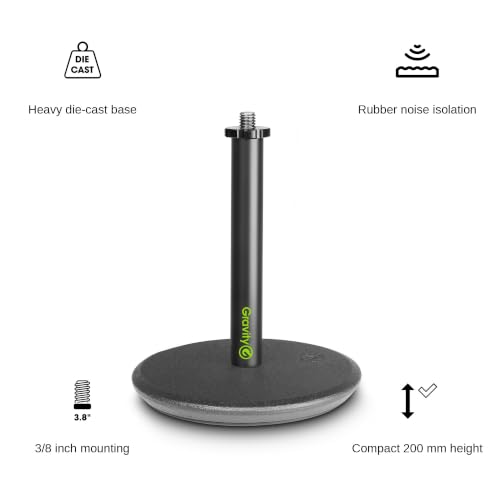 Gravity Microphone Stand MS T 01 B Tabletop Microphone Stand with Round Base for Desktop Recording and Podcasting, black