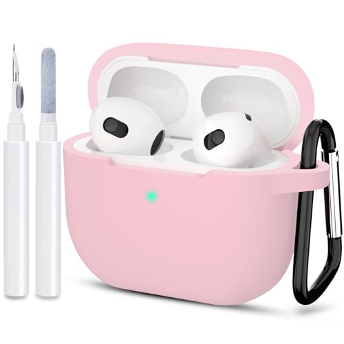 Compatible with AirPods 3 Case, Protective Silicone Cover for AirPods 3rd Generation Case 2021, Wireless Charging - Pink - color: B-Pink