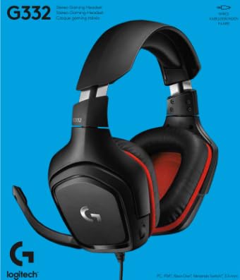Logitech G332 Stereo Wired Gaming Headset with Microphone for PC, PS4, Xbox One, Nintendo Switch, Rotating, Leatherette Earcups, 50mm Drivers, Slim & Lightweight Gaming Headphones (Renewed)