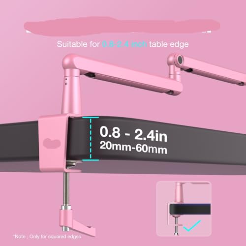 Compatible For FIFINE AM8 Microphone Low Profile Metal Boom Arm With Cable Management, Pink(BM88) - color: BM88