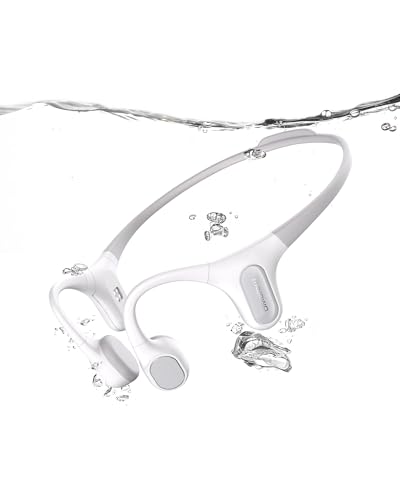 mojawa Upgraded Run Plus NEW Bone Conduction Swimming Headphones, IP68 | 32GB MP3 & Bluetooth Model, ENC Mic for Clear Calls, Deep Bass Open-Ear Design, Running & Cycling, 8H Playtime, Fast Charge - color: Grey