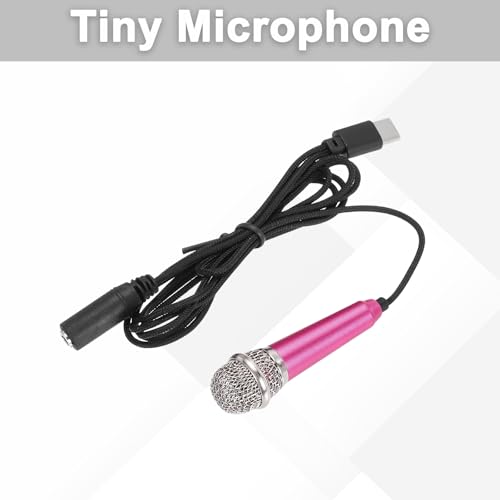 MECCANIXITY Mini Microphone, Hot Pink, 3.5mm, USB, Laptop, Smartphone, Tablet Compatible, 119cm Cable, Low Noise, 1 Channel - color: Hot Pink