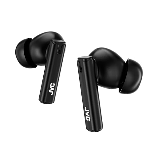 JVC Ultra Compact True Wireless Earbuds Headphones with Built-in Mic, Touch Sensor Operation, Total 16 Hour Battery Life with Charging Case, Bluetooth 5.4, HAB6TB Black