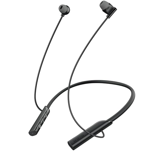 Oraimo NeckLite Wireless Neckband Earbuds, Wearable Around Neck Headphones Built-in Microphone, Bluetooth Headset Magnetic Earphones Deep Bass, Ultra-Lightweight Comfort, 30H Playtime, Black - color: Deep Black