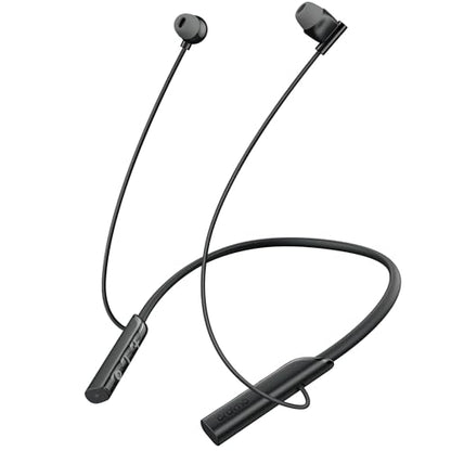Oraimo NeckLite Wireless Neckband Earbuds, Wearable Around Neck Headphones Built-in Microphone, Bluetooth Headset Magnetic Earphones Deep Bass, Ultra-Lightweight Comfort, 30H Playtime, Black - color: Deep Black
