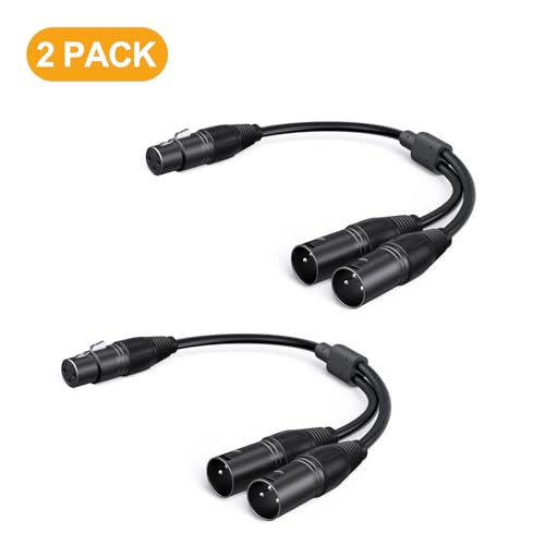 Balanced XLR Splitter Dual XLR Male to 1XLR Female XLR Y-Split Patch Cable | 2XLR to 1XLR 3Pin Microphone Splitter for Studio Preamp,Equzalizer, Speaker, Patch Bay, Studio Harmonizer, 1-feet - size: 1 Female XLR to 2 Male XLR, style: 2 Pack