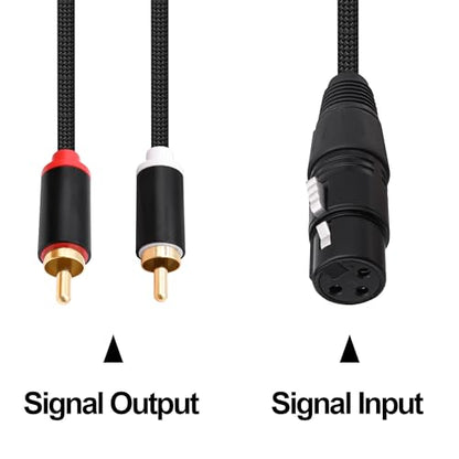 XLR to 2 RCA Splitter Cable Patch Audio Connector 2M - style: Female