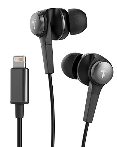 Thore iPhone Earphones (Apple MFi Certified) V120 in Ear Wired Lightning Earbuds (Sweat/Water Resistant) Headphones with Mic/Volume Remote for iPhone 12/13/14 Pro Max - Black - color: Black