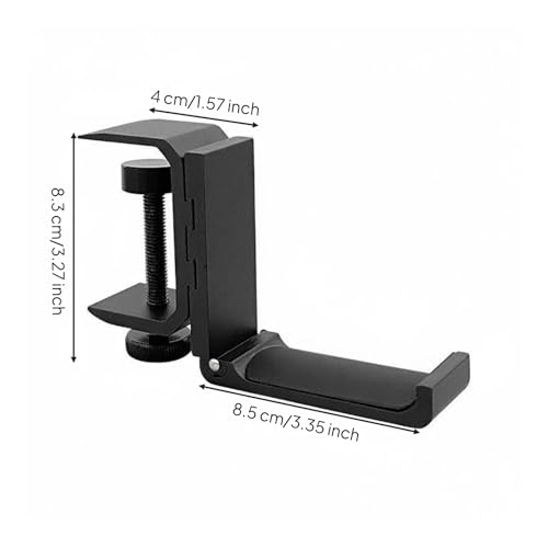 Headphone Holder with Adjustable Clamp Mount Desk Organizer Stand Foldable Hanger Anti-Slip Cushioned Pads Aviation Aluminum Construction Suitable for Office Home Use