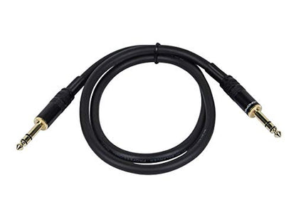 Monoprice 104792 3ft Premier Series 1/4in TRS Male to Male Cable, 16AWG (Gold Plated) Black - size: 3ft