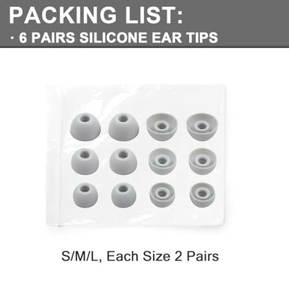 6 Pairs Replacement Silicone Ear Tips Compatible with Beats Studio Buds/Fit Pro/Studio Buds +, Silicone Earbuds Eartips Buds Cover Set for Beat Studio Buds (Grey Without Pen) - color: Grey without Pen