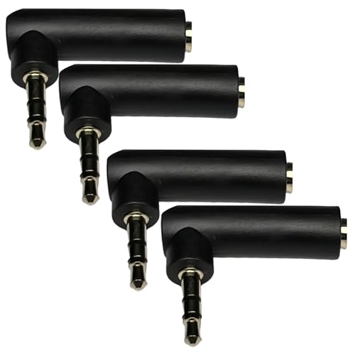 CESS 3.5mm Right Angle Male to Female Stereo Adapter, 4 Pack