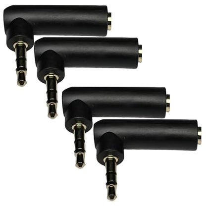 CESS 3.5mm Right Angle Male to Female Stereo Adapter, 4 Pack