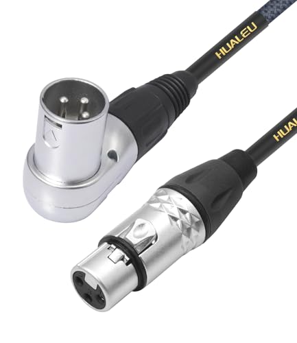 4Ft Right Angle 3Pin XLR Male to 3Pin XLR Female Audiao Cable, Mixer, Microphone,Amplifier Audio Cable - 2-Pack - size: 4Feet