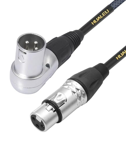 4Ft Right Angle 3Pin XLR Male to 3Pin XLR Female Audiao Cable, Mixer, Microphone,Amplifier Audio Cable - 2-Pack - size: 4Feet