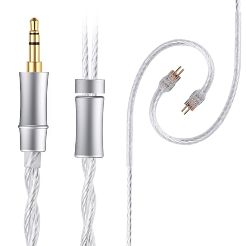 HiFi Earphone Audio Upgrade Cable,8N Silver Plated Headphone Cords,1.3m in Ear Monitor IEM Cord for Audiophile Musician Drummer 3.5mm Plug(0.78mm 2Pin 4.2ft) - size: 3.5mm Plug